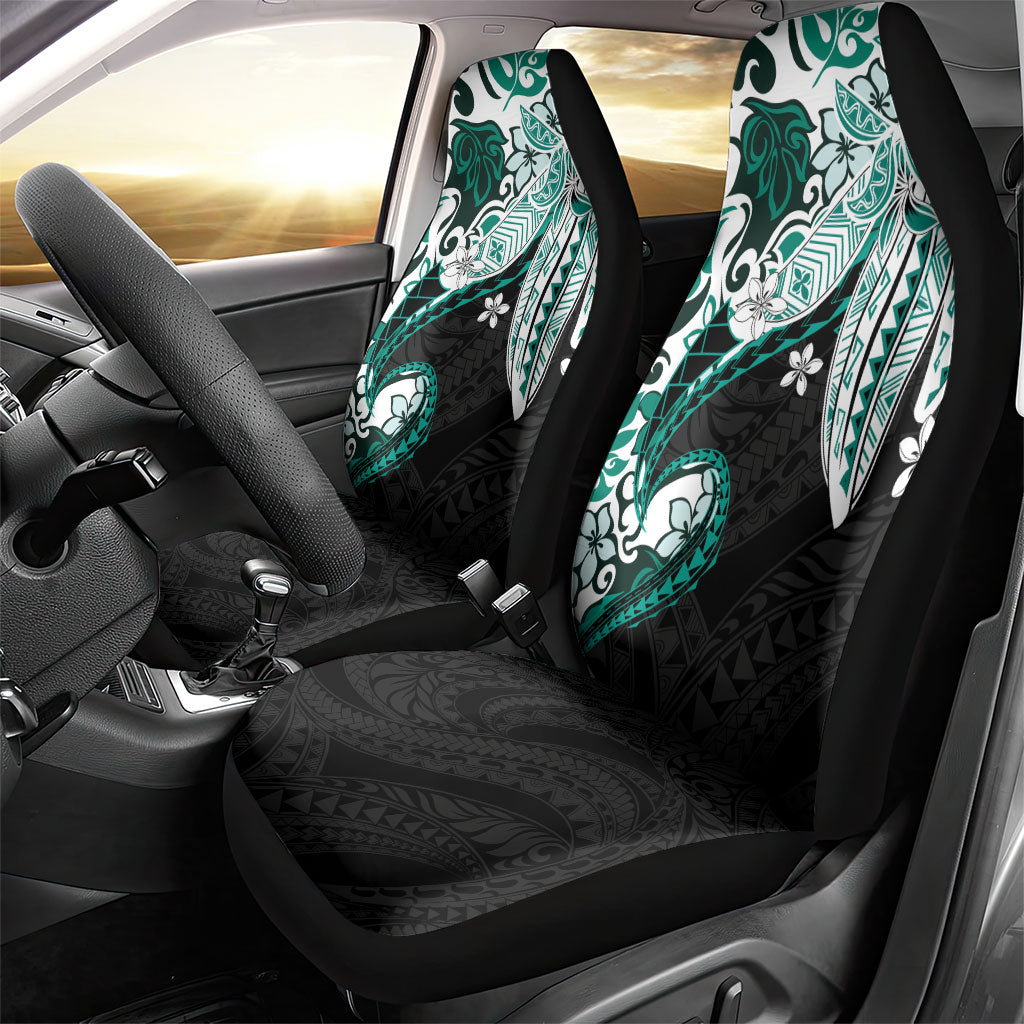 Monstera Plumeria Flowers Teal Car Seat Cover Polynesian Pattern LT01 - Polynesian Pride