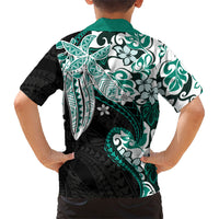 Monstera Plumeria Flowers Teal Hawaiian Shirt Polynesian Pattern LT01 - Polynesian Pride