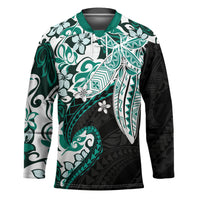 Monstera Plumeria Flowers Teal Hockey Jersey Polynesian Pattern LT01 Unisex Teal - Polynesian Pride