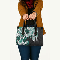 Monstera Plumeria Flowers Teal Leather Bag Polynesian Pattern LT01 - Polynesian Pride