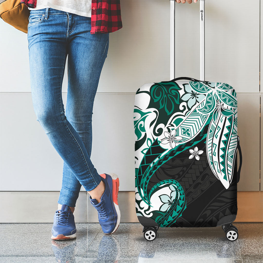 Monstera Plumeria Flowers Teal Luggage Cover Polynesian Pattern LT01 - Polynesian Pride
