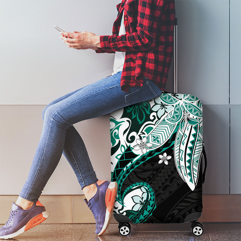 Monstera Plumeria Flowers Teal Luggage Cover Polynesian Pattern LT01 - Polynesian Pride