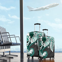 Monstera Plumeria Flowers Teal Luggage Cover Polynesian Pattern LT01 - Polynesian Pride