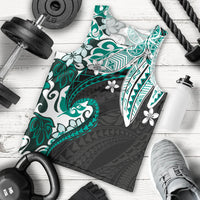 Monstera Plumeria Flowers Teal Men Tank Top Polynesian Pattern LT01 - Polynesian Pride