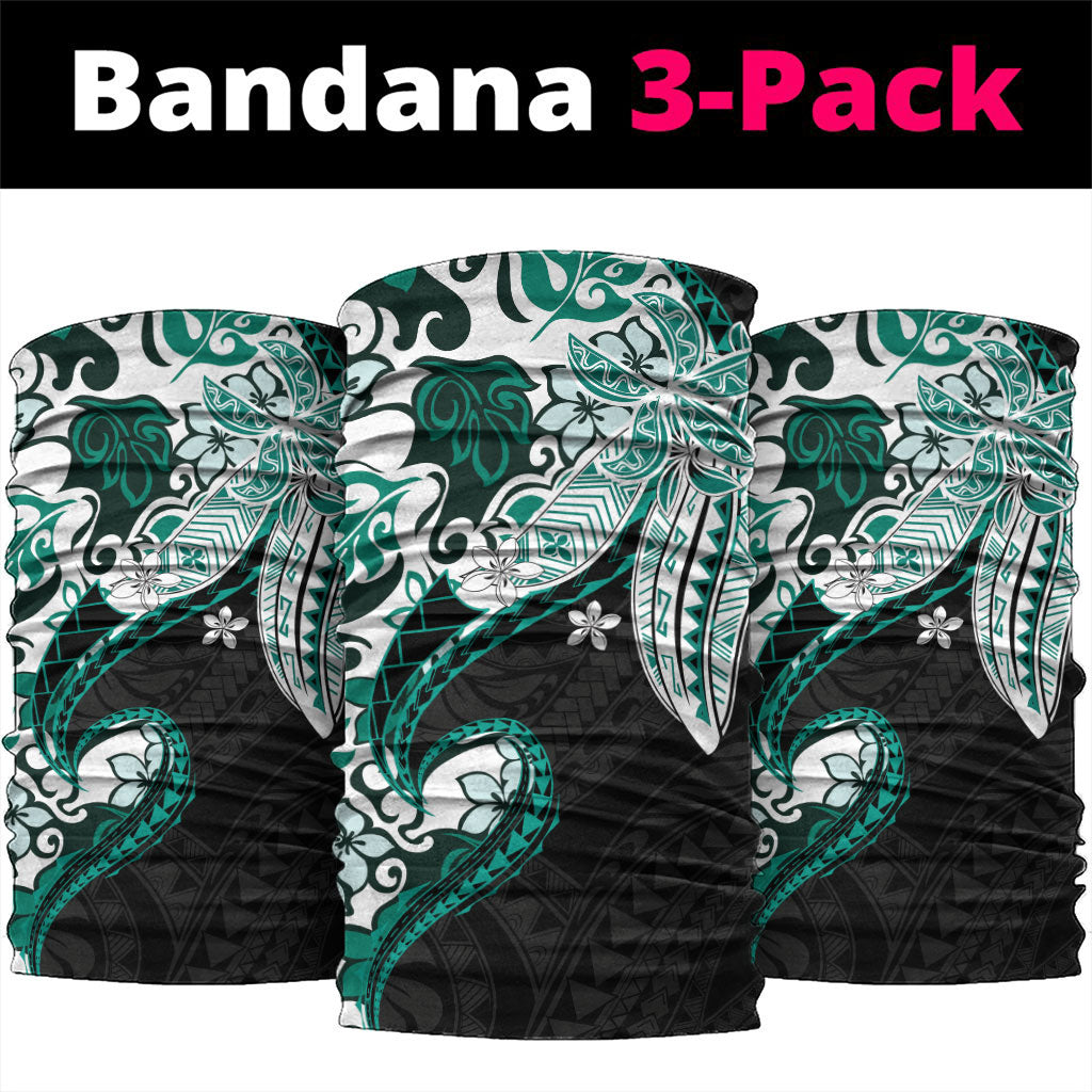 Monstera Plumeria Flowers Teal Neck Gaiter Polynesian Pattern LT01 package One Size: 25*50cm Teal - Polynesian Pride