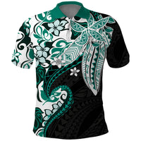 Monstera Plumeria Flowers Teal Polo Shirt Polynesian Pattern LT01 Teal - Polynesian Pride