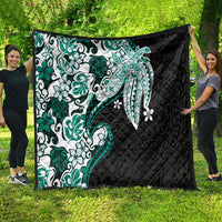 Monstera Plumeria Flowers Teal Quilt Polynesian Pattern LT01 - Polynesian Pride
