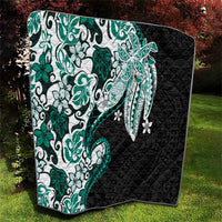 Monstera Plumeria Flowers Teal Quilt Polynesian Pattern LT01 - Polynesian Pride
