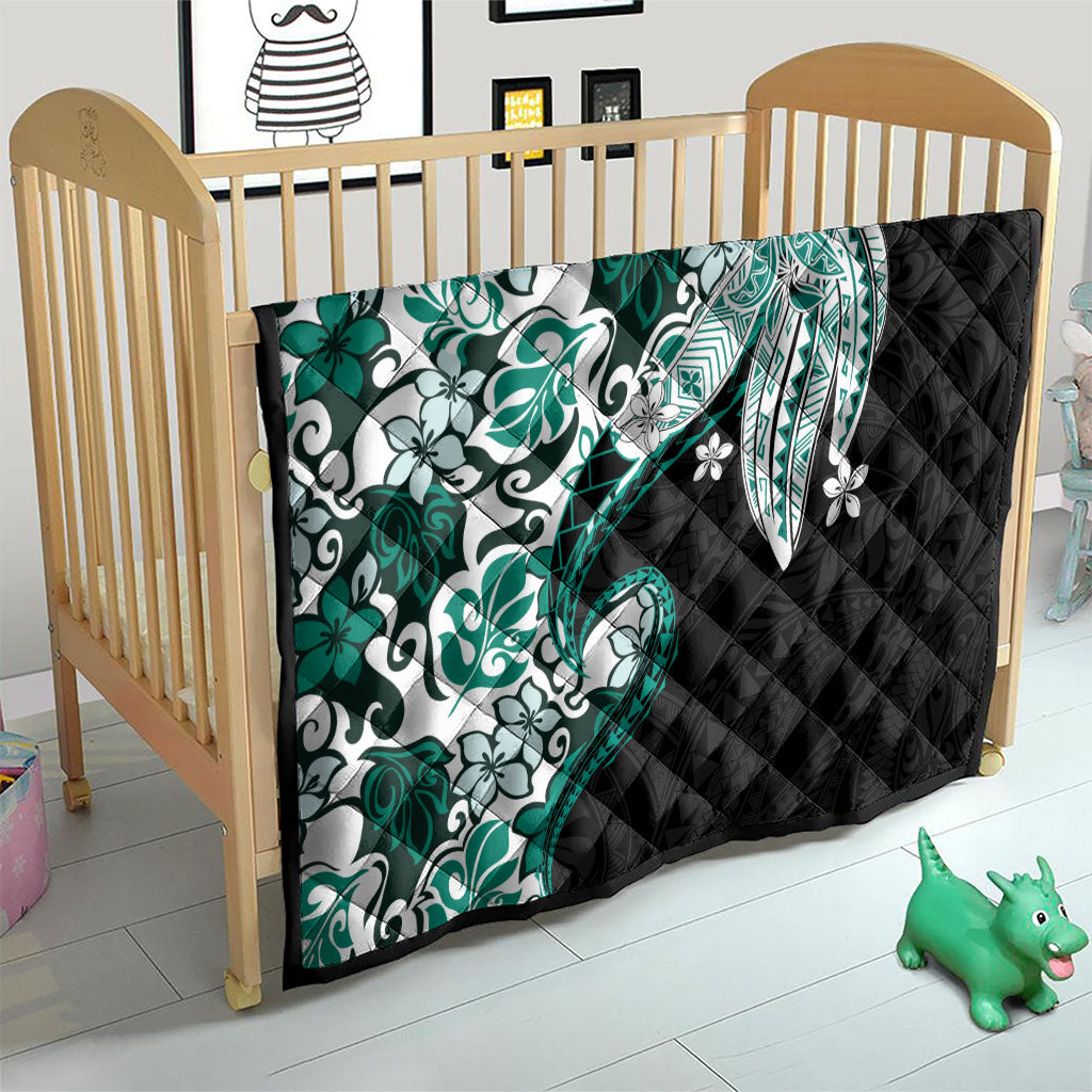 Monstera Plumeria Flowers Teal Quilt Polynesian Pattern LT01 - Polynesian Pride