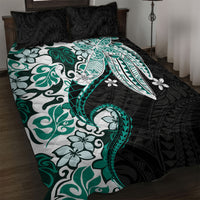 Monstera Plumeria Flowers Teal Quilt Bed Set Polynesian Pattern LT01 Teal - Polynesian Pride