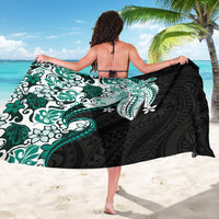 Monstera Plumeria Flowers Teal Sarong Polynesian Pattern LT01 - Polynesian Pride
