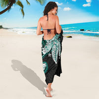 Monstera Plumeria Flowers Teal Sarong Polynesian Pattern LT01 - Polynesian Pride
