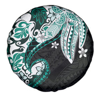 Monstera Plumeria Flowers Teal Spare Tire Cover Polynesian Pattern LT01 - Polynesian Pride
