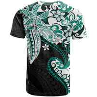 Monstera Plumeria Flowers Teal T Shirt Polynesian Pattern LT01 - Polynesian Pride