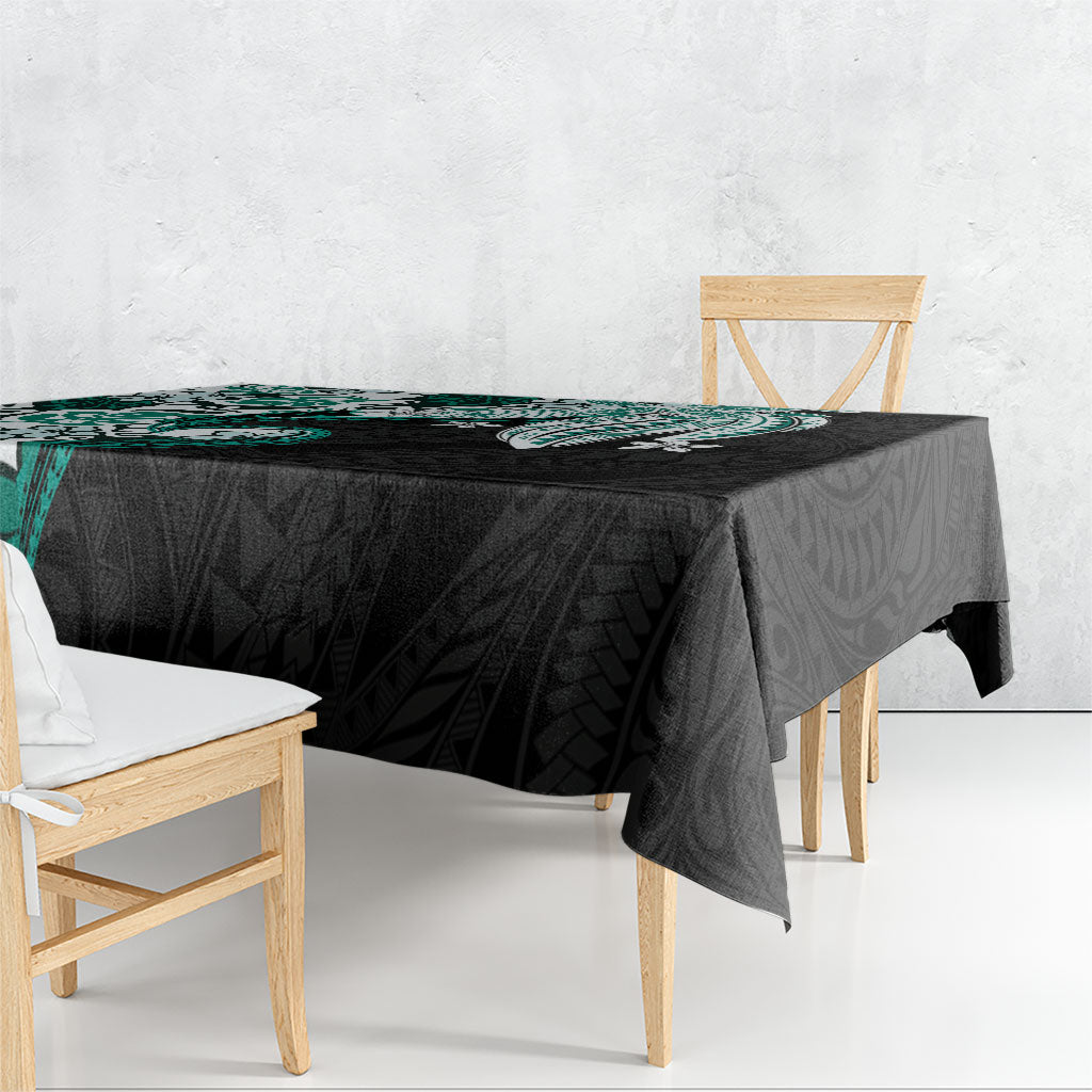 Monstera Plumeria Flowers Teal Tablecloth Polynesian Pattern LT01 - Polynesian Pride