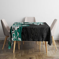 Monstera Plumeria Flowers Teal Tablecloth Polynesian Pattern LT01 - Polynesian Pride
