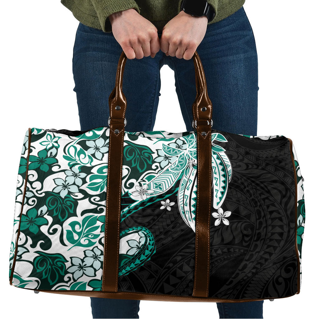 Monstera Plumeria Flowers Teal Travel Bag Polynesian Pattern LT01 Teal - Polynesian Pride