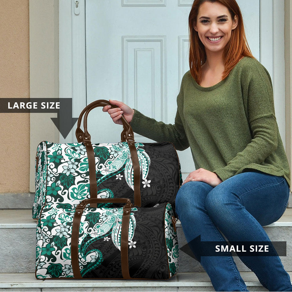 Monstera Plumeria Flowers Teal Travel Bag Polynesian Pattern LT01 - Polynesian Pride