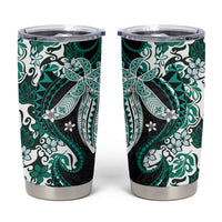 Monstera Plumeria Flowers Teal Tumbler Cup Polynesian Pattern LT01 Teal - Polynesian Pride