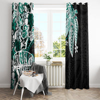 Monstera Plumeria Flowers Teal Window Curtain Polynesian Pattern LT01 - Polynesian Pride