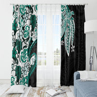 Monstera Plumeria Flowers Teal Window Curtain Polynesian Pattern LT01 - Polynesian Pride