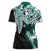 Monstera Plumeria Flowers Teal Women Polo Shirt Polynesian Pattern LT01 - Polynesian Pride