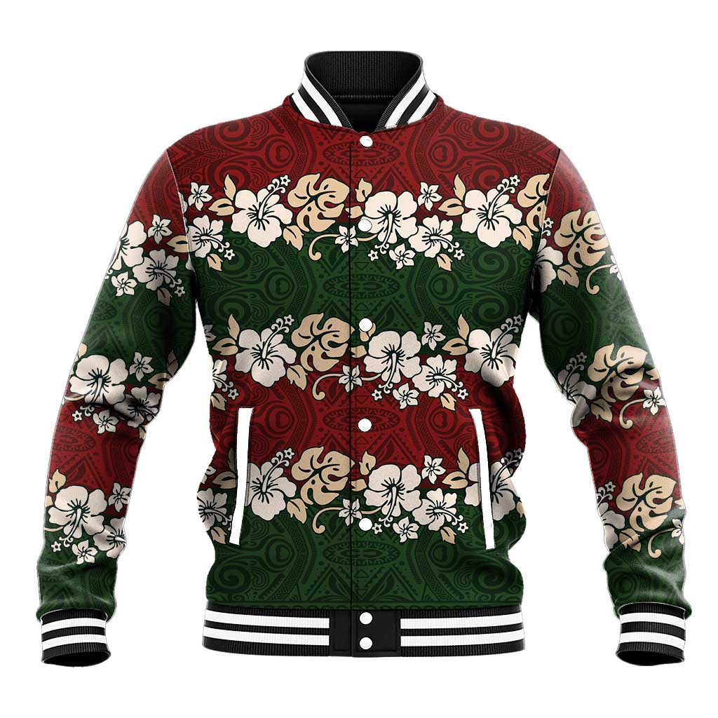 Hawaiian Hibiscus Christmas Color Baseball Jacket Unique LT01 Unisex Red - Polynesian Pride