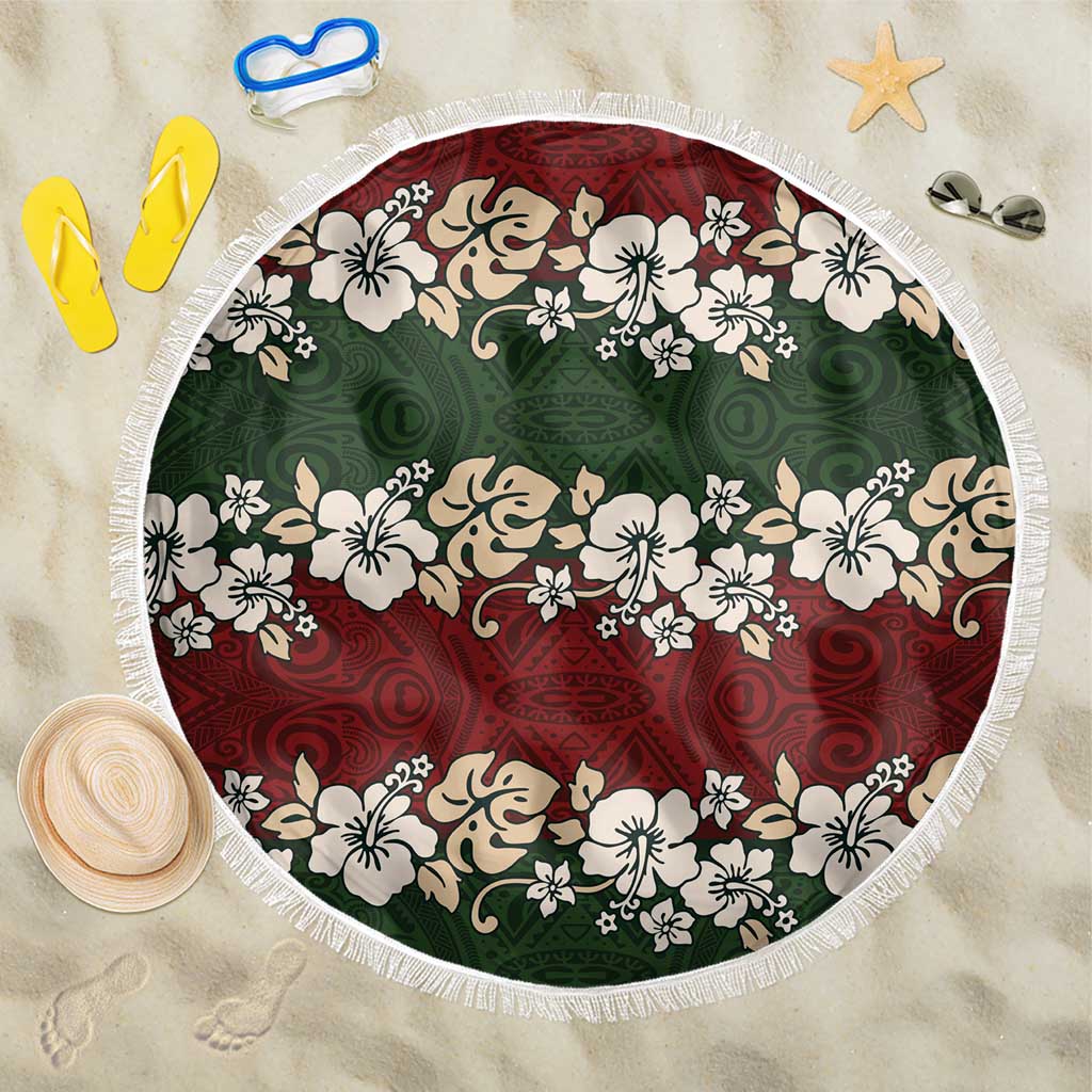 Hawaiian Hibiscus Christmas Color Beach Blanket Unique