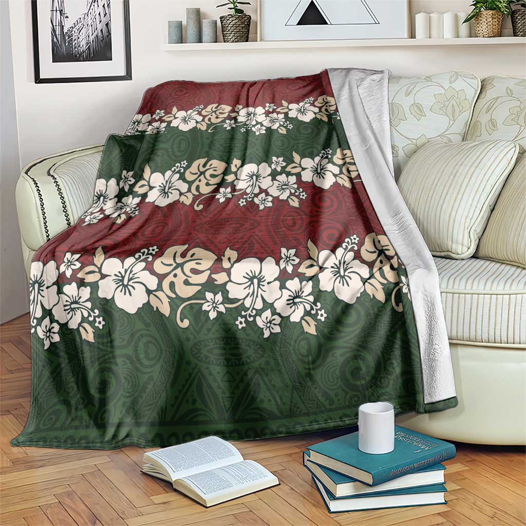 Hawaiian Hibiscus Christmas Color Blanket Unique LT01 Red - Polynesian Pride