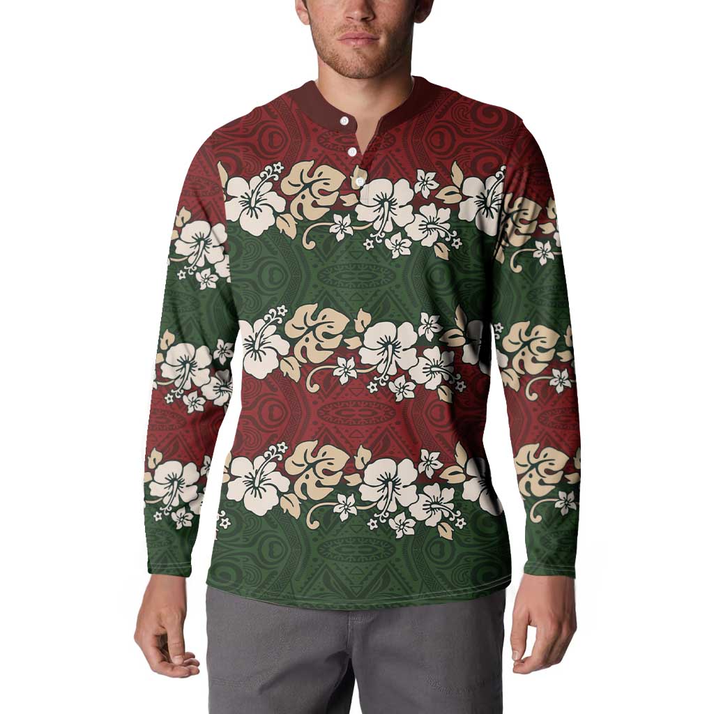 Hawaiian Hibiscus Christmas Color Button Sweatshirt Unique LT01 - Polynesian Pride