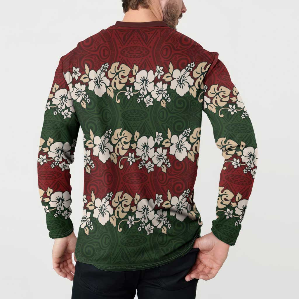 Hawaiian Hibiscus Christmas Color Button Sweatshirt Unique LT01 - Polynesian Pride