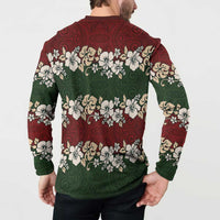 Hawaiian Hibiscus Christmas Color Button Sweatshirt Unique LT01 - Polynesian Pride