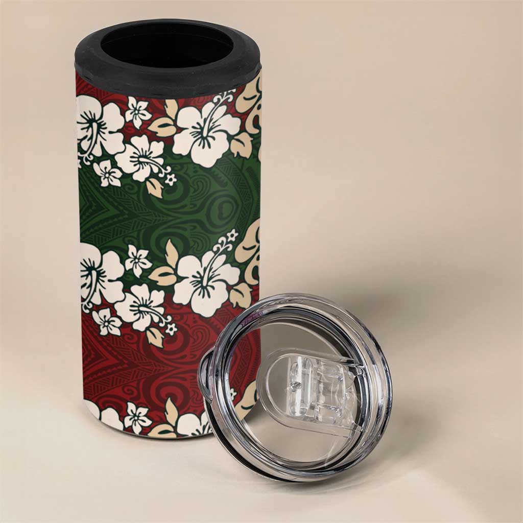 Hawaiian Hibiscus Christmas Color 4 in 1 Can Cooler Tumbler Unique