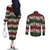 Hawaiian Hibiscus Christmas Color Couples Matching Off The Shoulder Long Sleeve Dress and Long Sleeve Button Shirt Unique