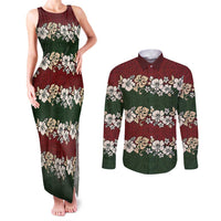 Hawaiian Hibiscus Christmas Color Couples Matching Tank Maxi Dress and Long Sleeve Button Shirt Unique LT01 Red - Polynesian Pride