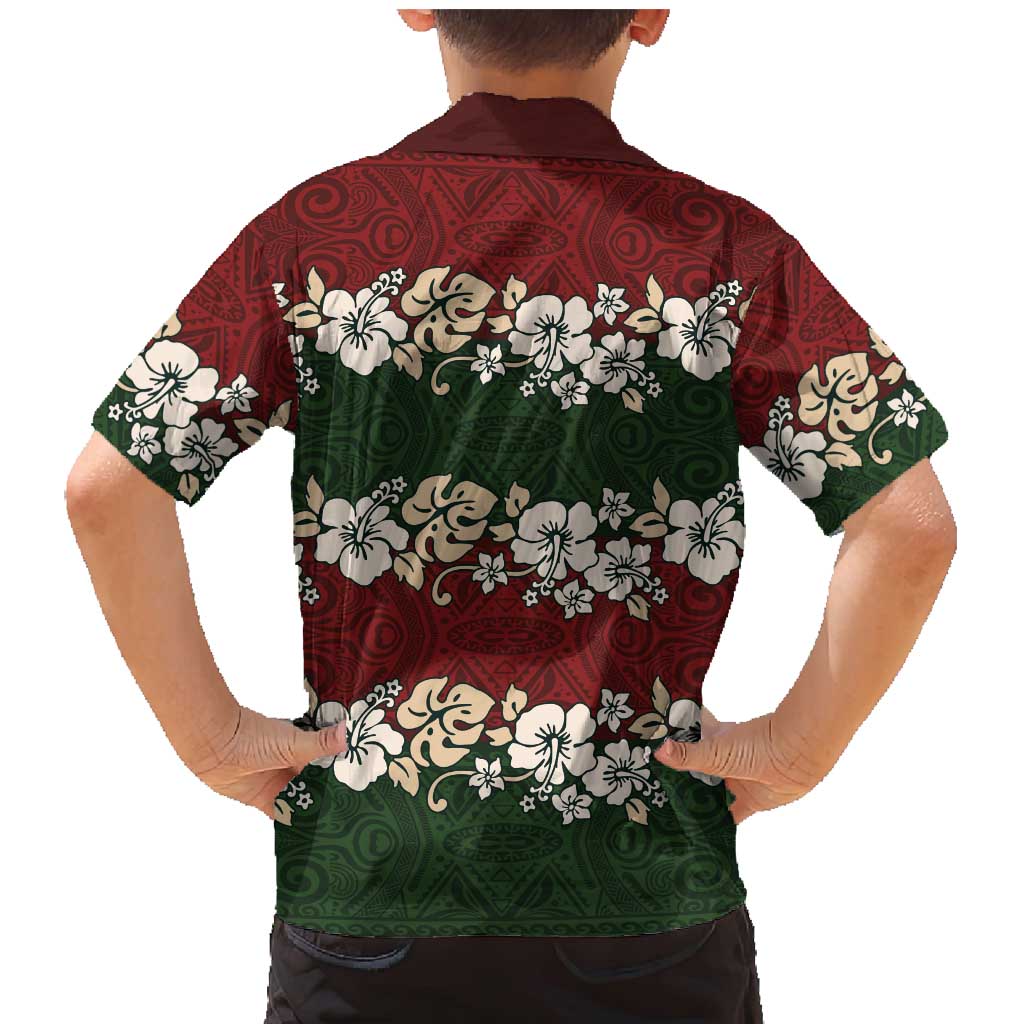 Hawaiian Hibiscus Christmas Color Family Matching Mermaid Dress and Hawaiian Shirt Unique