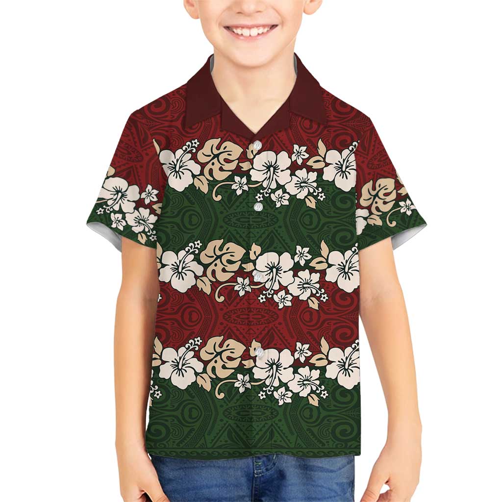 Hawaiian Hibiscus Christmas Color Family Matching Off Shoulder Maxi Dress and Hawaiian Shirt Unique