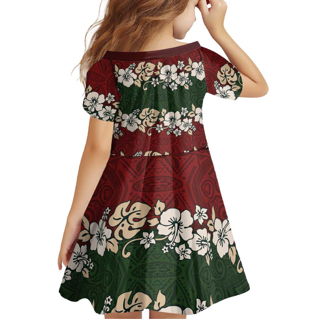 Hawaiian Hibiscus Christmas Color Family Matching Off Shoulder Short Dress and Hawaiian Shirt Unique