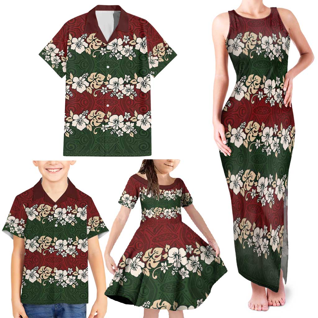 Hawaiian Hibiscus Christmas Color Family Matching Tank Maxi Dress and Hawaiian Shirt Unique LT01 - Polynesian Pride