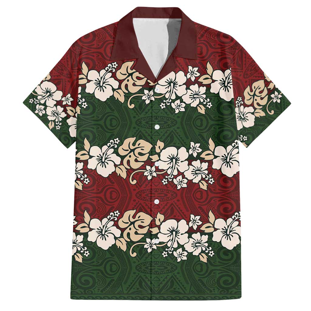 Hawaiian Hibiscus Christmas Color Family Matching Tank Maxi Dress and Hawaiian Shirt Unique