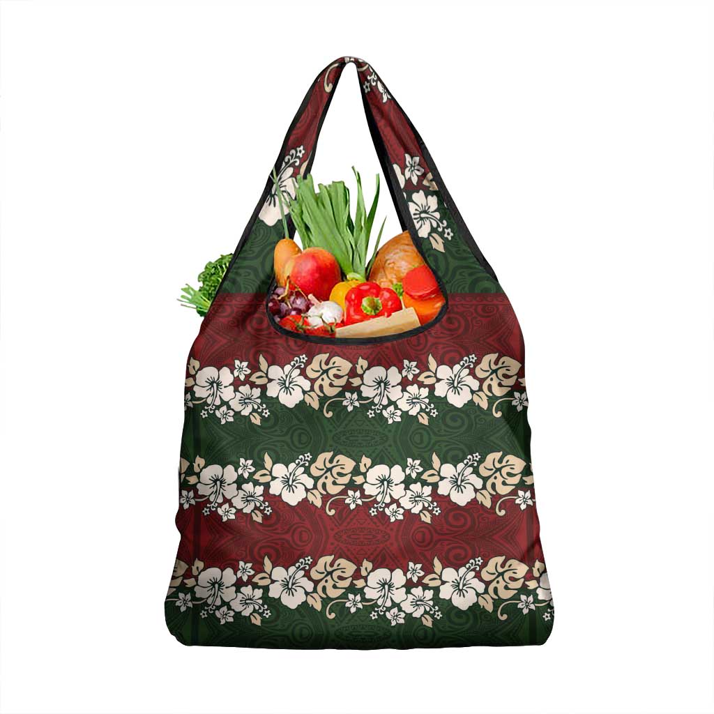 Hawaiian Hibiscus Christmas Color Grocery Bag Unique LT01 1-pack One Size Red - Polynesian Pride