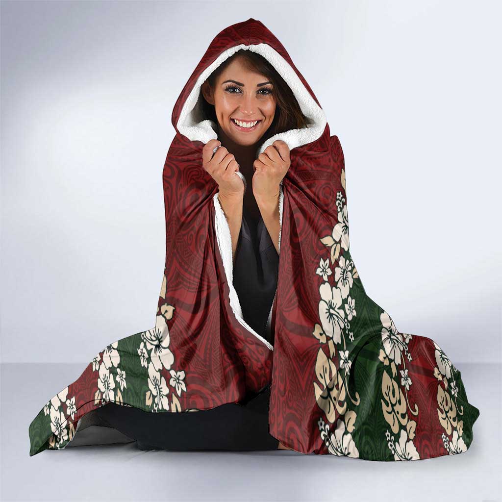 Hawaiian Hibiscus Christmas Color Hooded Blanket Unique LT01 - Polynesian Pride
