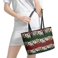 Hawaiian Hibiscus Christmas Color Leather Tote Bag Unique LT01 - Polynesian Pride