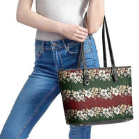 Hawaiian Hibiscus Christmas Color Leather Tote Bag Unique LT01 - Polynesian Pride