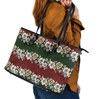 Hawaiian Hibiscus Christmas Color Leather Tote Bag Unique LT01 - Polynesian Pride