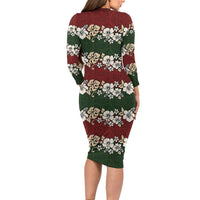 Hawaiian Hibiscus Christmas Color Long Sleeve Bodycon Dress Unique LT01 - Polynesian Pride