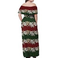 Hawaiian Hibiscus Christmas Color Off Shoulder Maxi Dress Unique