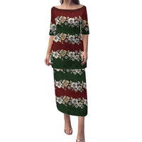 Hawaiian Hibiscus Christmas Color Puletasi Unique LT01 Long Dress Red - Polynesian Pride