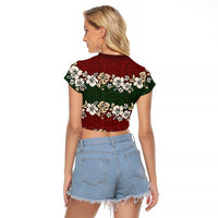 Hawaiian Hibiscus Christmas Color Raglan Cropped T Shirt Unique LT01 - Polynesian Pride