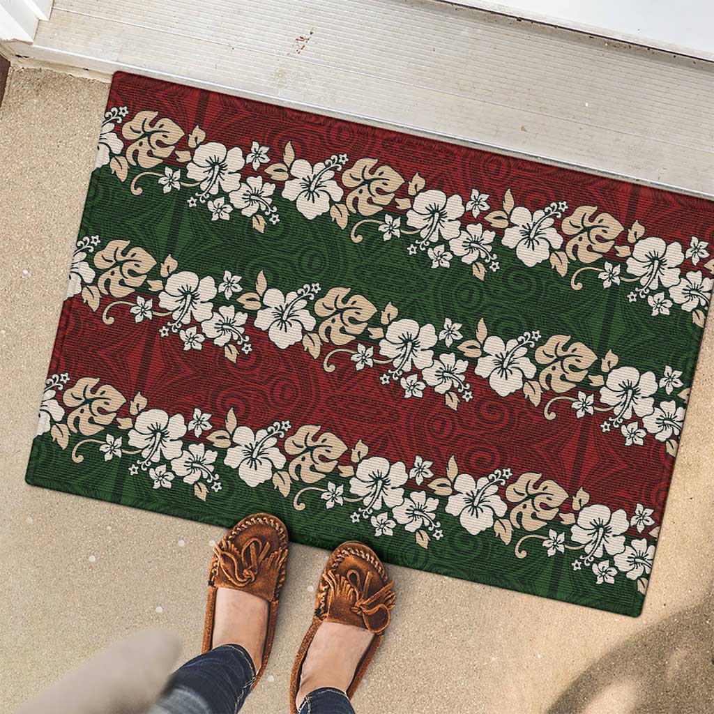 Hawaiian Hibiscus Christmas Color Rubber Doormat Unique LT01 - Polynesian Pride